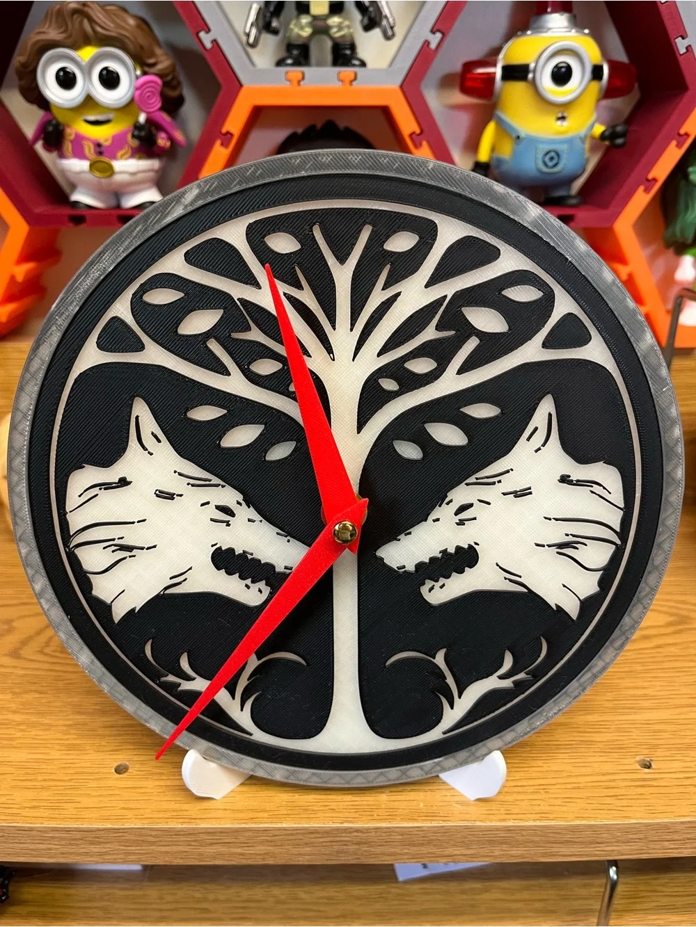 Glow Green Wolf Tree Wall Clock by